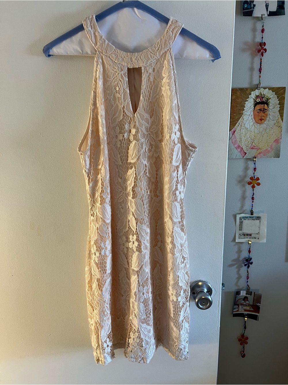 Xtraordinary Lace Halter Mini Dress in Rose Pink